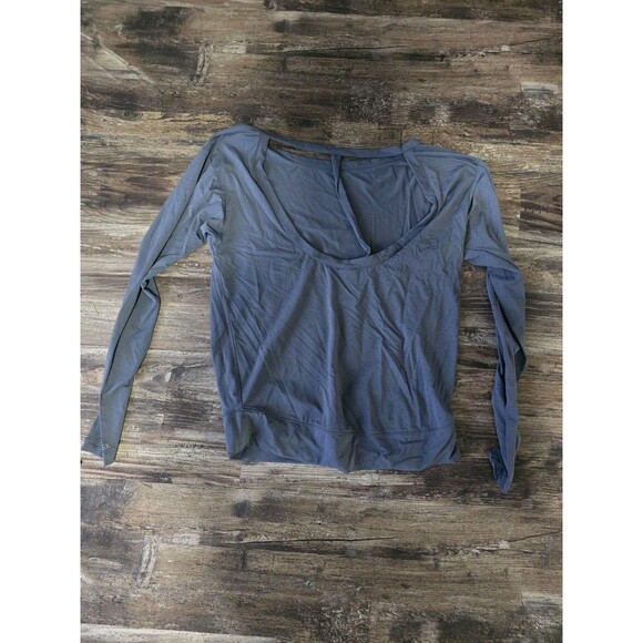 VSX Sport Victoria Secret Spandex Shirt Long Sleeve Light Gray Sz Xs Open Back - Picture 3 of 4